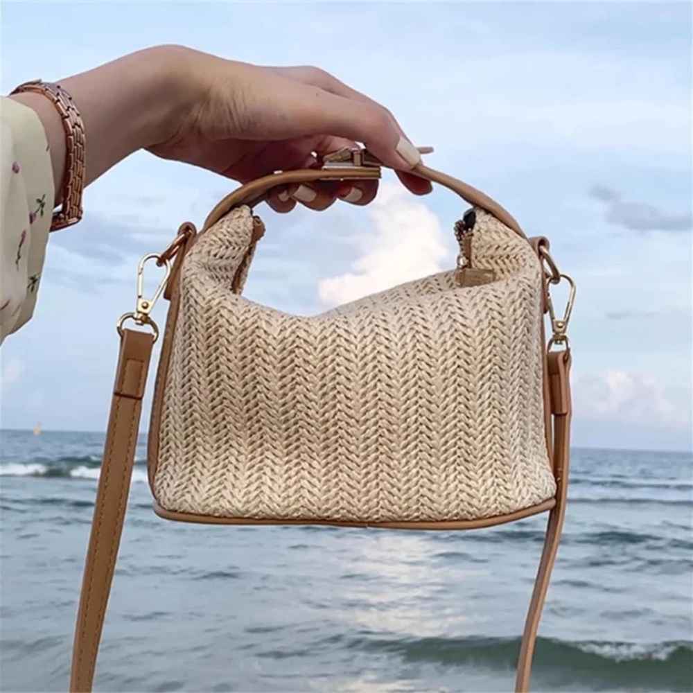 Stylish Tan and Cream Woven Women's Bag